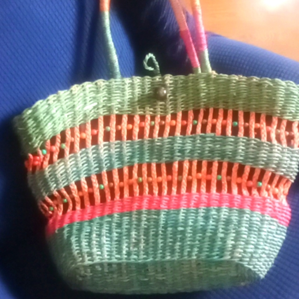 A Giannetti Woven Handbag   Multicolor Stripes Boho